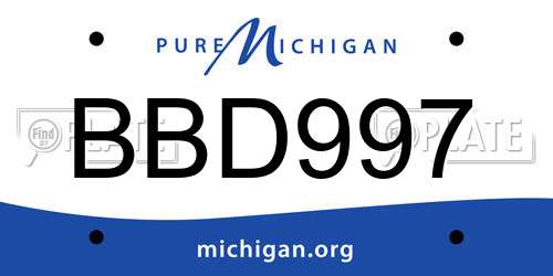 BBD997 Michigan License Plate