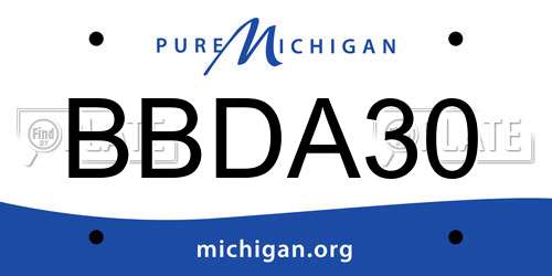BBDA30 Michigan License Plate