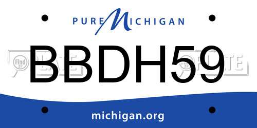 BBDH59 Michigan License Plate