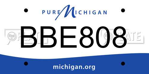 BBE808 Michigan License Plate