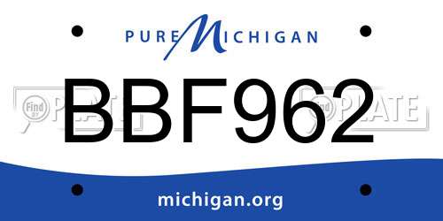BBF962 Michigan License Plate