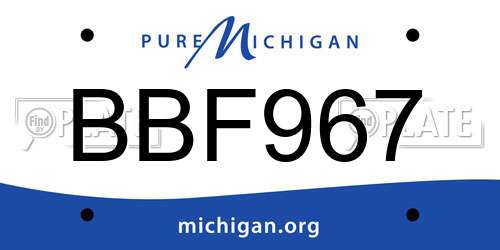 BBF967 Michigan License Plate