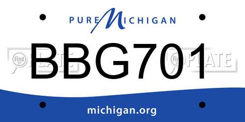 BBG701 Michigan License Plate