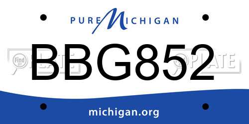 BBG852 Michigan License Plate