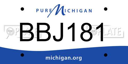 BBJ181 Michigan License Plate