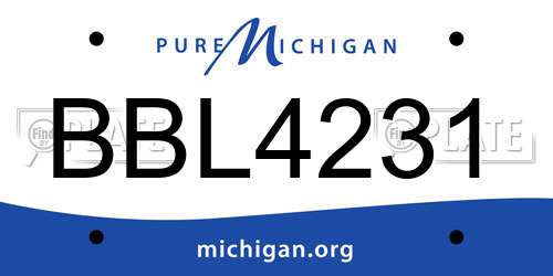 BBL4231 Michigan License Plate