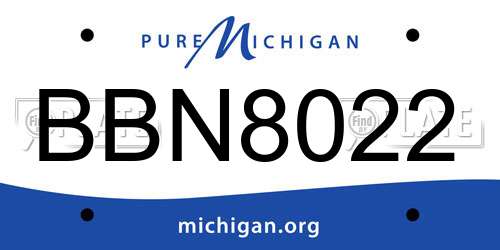 BBN8022 Michigan License Plate