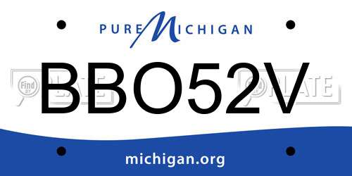BBO52V Michigan License Plate
