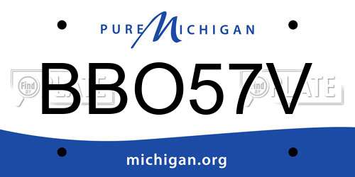 BBO57V Michigan License Plate