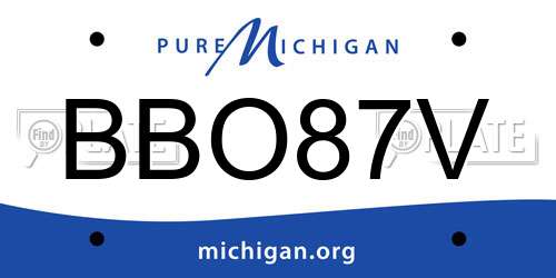 BBO87V Michigan License Plate