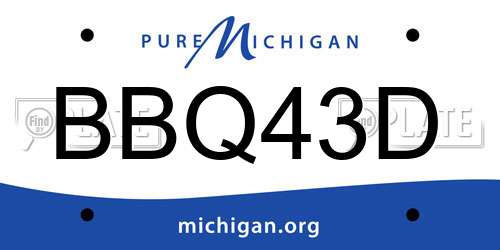BBQ43D Michigan License Plate