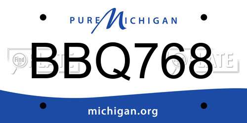 BBQ768 Michigan License Plate