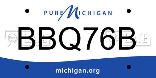 BBQ76B Michigan License Plate