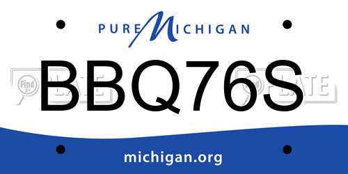 BBQ76S Michigan License Plate