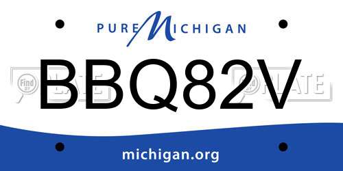 BBQ82V Michigan License Plate