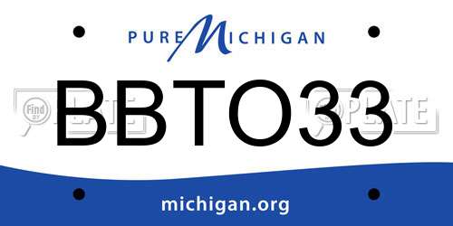 BBTO33 Michigan License Plate