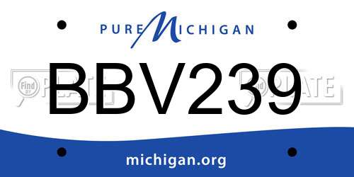 BBV239 Michigan License Plate