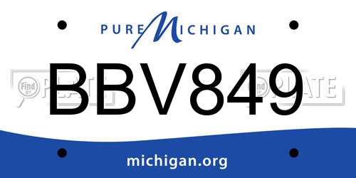 BBV849 Michigan License Plate