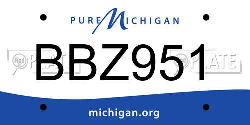 BBZ951 Michigan License Plate