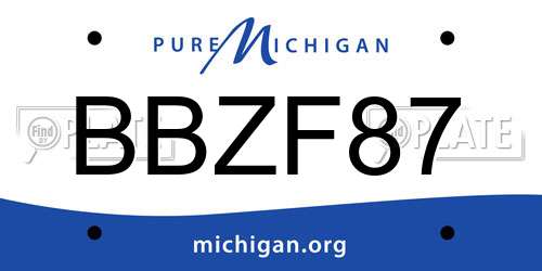 BBZF87 Michigan License Plate