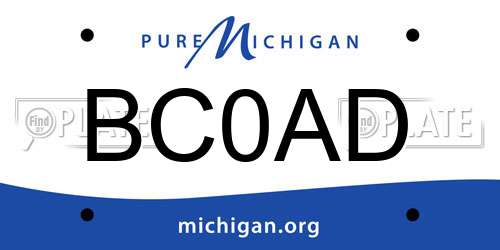 BC0AD Michigan License Plate