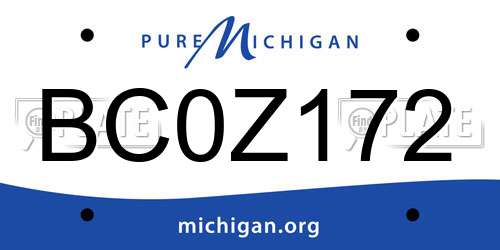 BC0Z172 Michigan License Plate