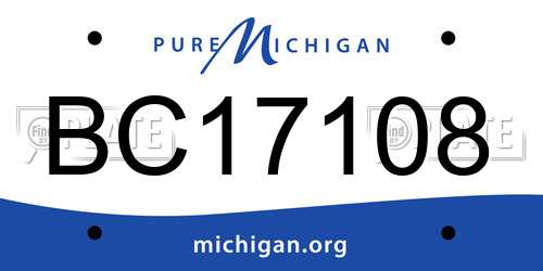 BC17108 Michigan License Plate