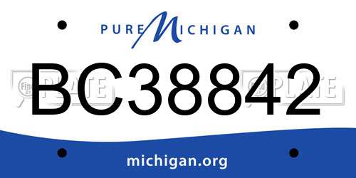 BC38842 Michigan License Plate
