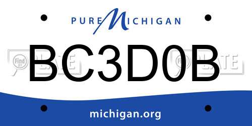 BC3D0B Michigan License Plate