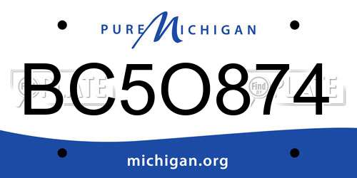 BC5O874 Michigan License Plate