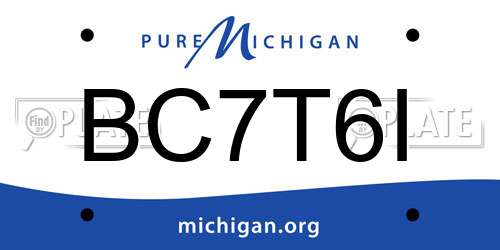 BC7T6I Michigan License Plate