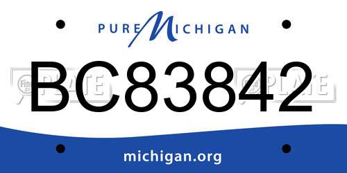 BC83842 Michigan License Plate