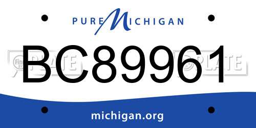BC89961 Michigan License Plate