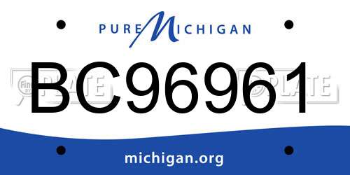 BC96961 Michigan License Plate