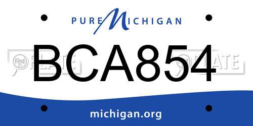 BCA854 Michigan License Plate