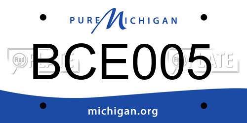 BCE005 Michigan License Plate