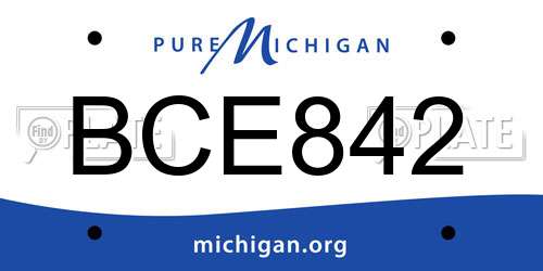 BCE842 Michigan License Plate