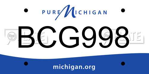 BCG998 Michigan License Plate