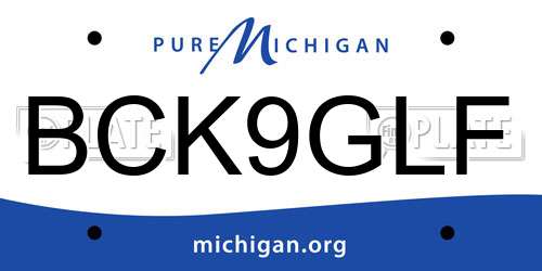 BCK9GLF Michigan License Plate