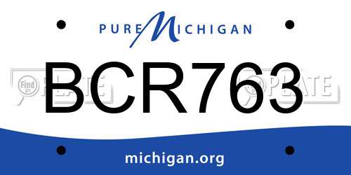 BCR763 Michigan License Plate