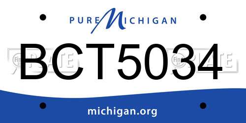BCT5034 Michigan License Plate