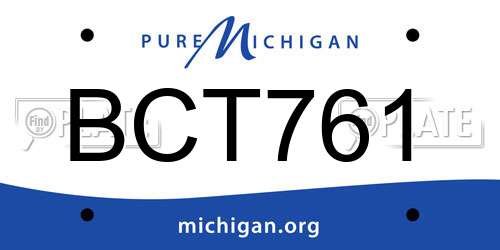 BCT761 Michigan License Plate