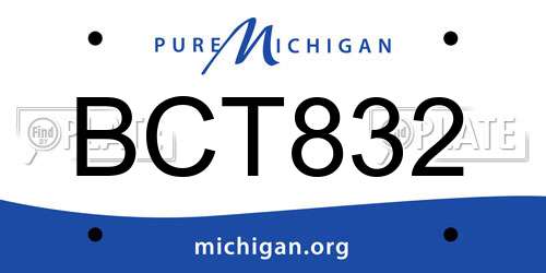 BCT832 Michigan License Plate