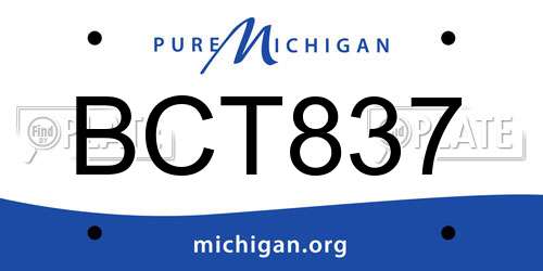BCT837 Michigan License Plate