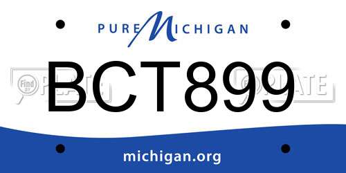 BCT899 Michigan License Plate