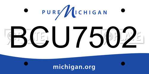 BCU7502 Michigan License Plate