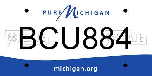 BCU884 Michigan License Plate