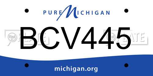 BCV445 Michigan License Plate