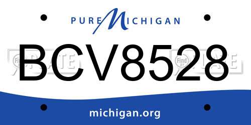 BCV8528 Michigan License Plate