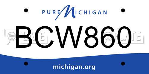 BCW860 Michigan License Plate